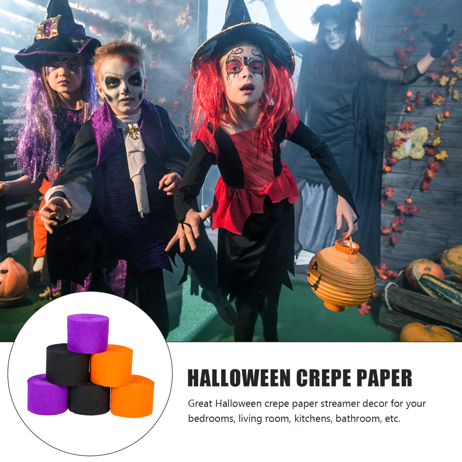 SHINEOFI 30rollos Serpentinas Crepé Para Halloween Decoración Colgante Temáticos Naranja Negro Para Manualidades y