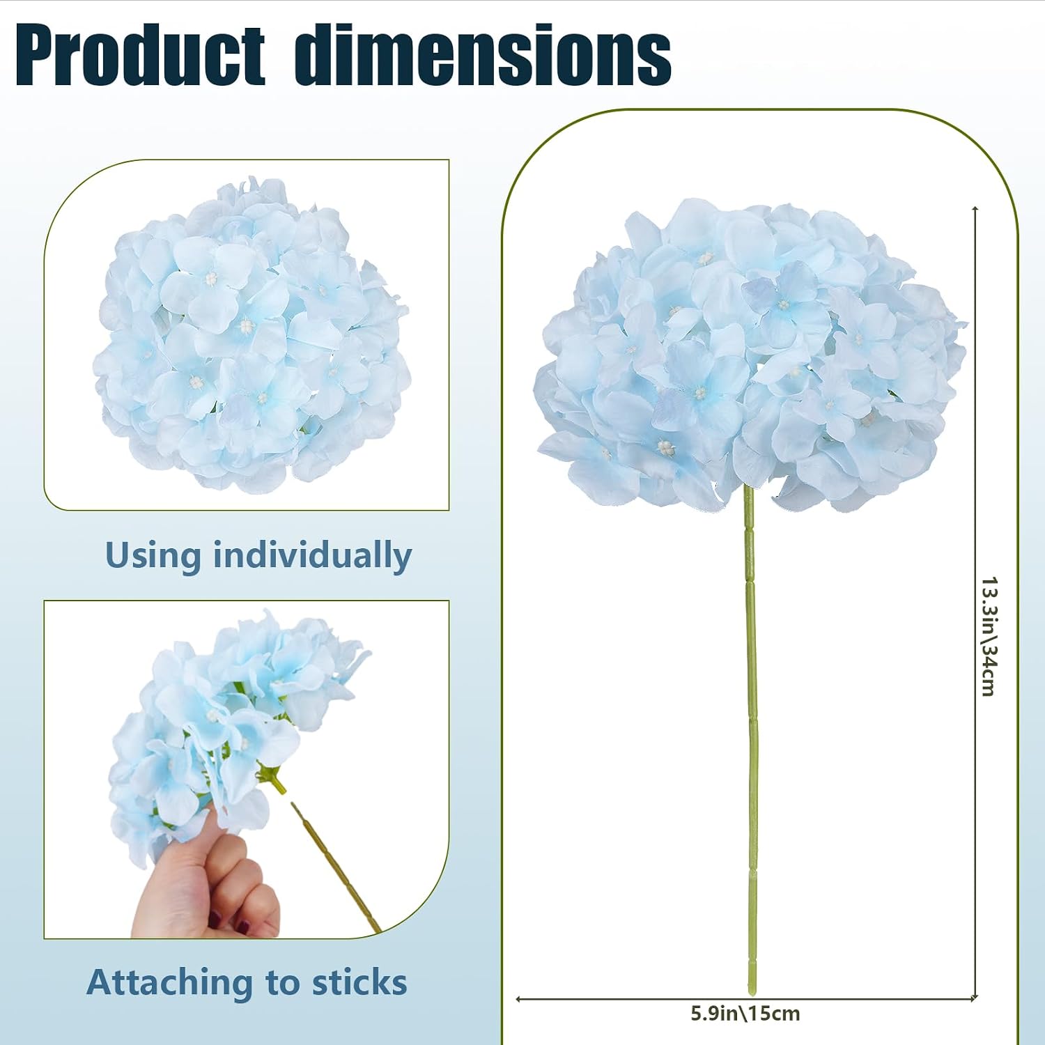 70pcs Fake Blue Hydrangeas Artificial Flowers Bulk Fake Silk Flowers with Stems for Wedding Decor,Home,Baby Shower,Table Centerpieces Decoration