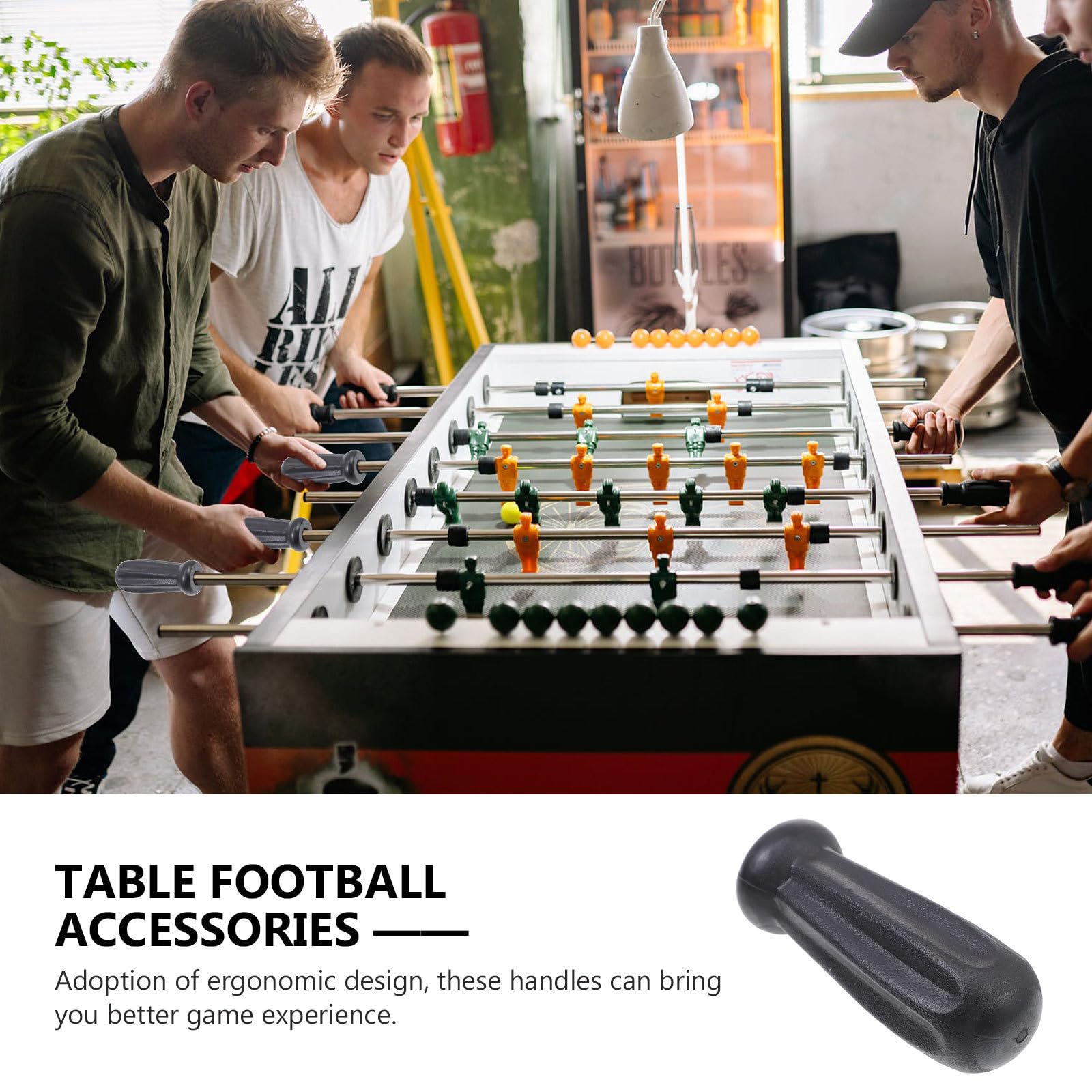 8 Mangos de Futbolín de Plástico Negro Diseño Ergonómico y Superficie Lisa para Fácil Almacenamiento, Paquete de 8 Piezas para Reemplazo