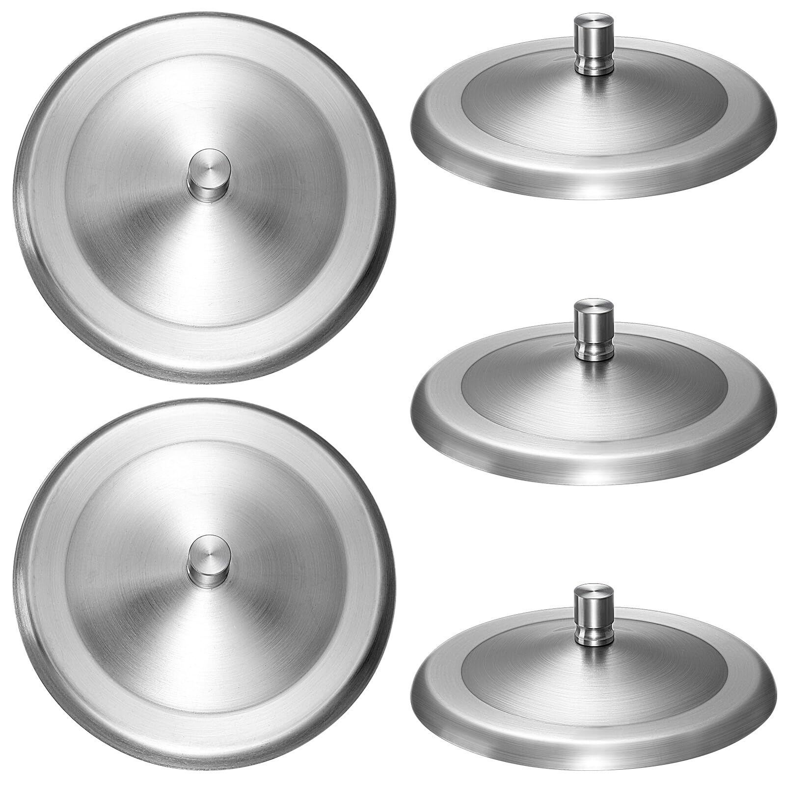 Healifty 5pcs Stainless Steel Corrosion-resistant Cup Covers with Silicone Seal, Leakproof Mug Lids for Home Use, Multi-purpose Sturdy Cup Lid Set