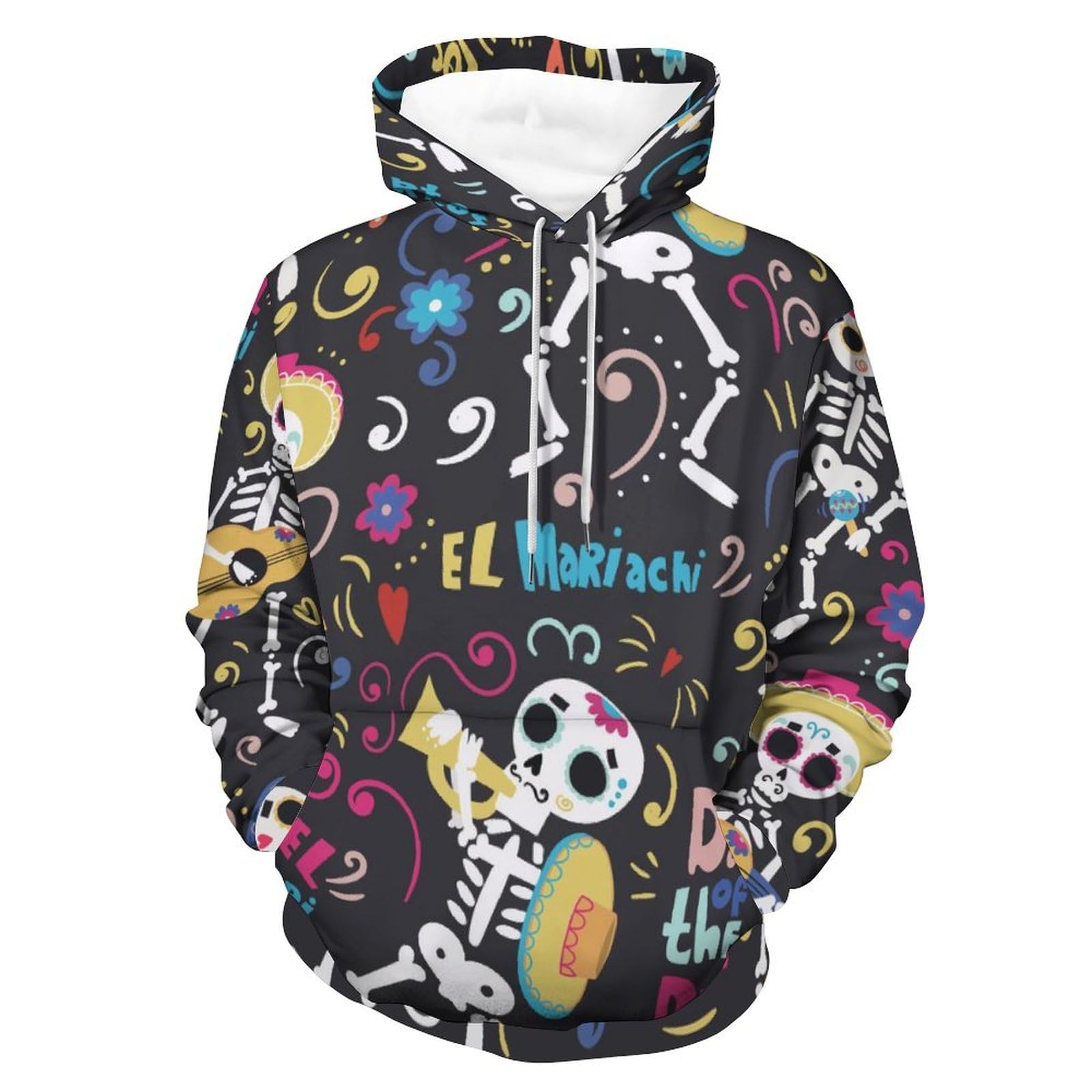 Manche longue hoody sweatshirt imprimé squelette coloré aux finitions soignées - 8
