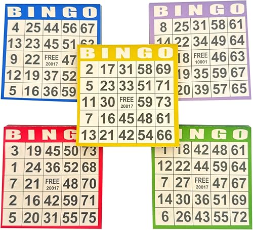 Miniatura 2 de Tarjetas de juego de papel de bingo, 500 hojas (100 libros de 5 colores), tarjetas desechables de 4 x 4 pulgadas, ideales para personas mayores,