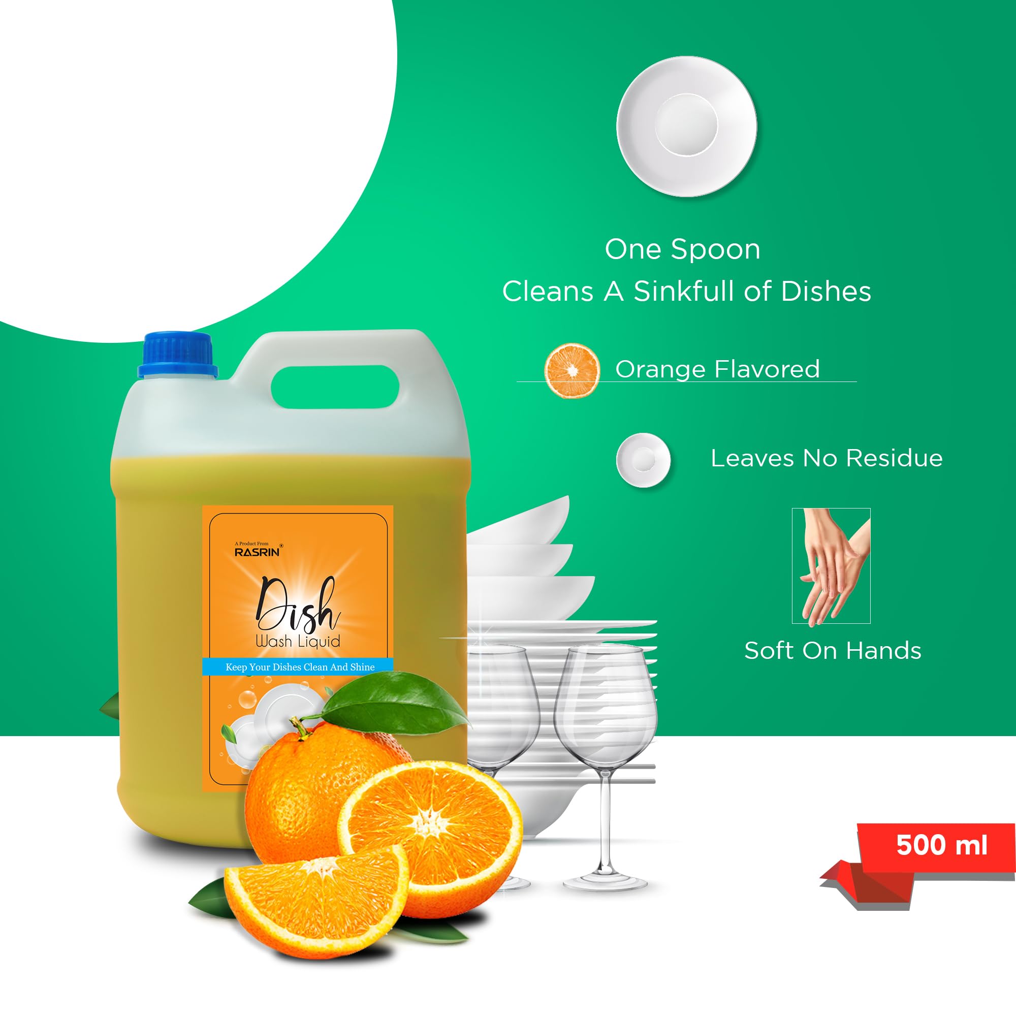 RASRIN Dish Wash || Liquid Orange Dish Wash || Kitchen Dish Wash || Dish Cleaning Gel || 5Liter 3