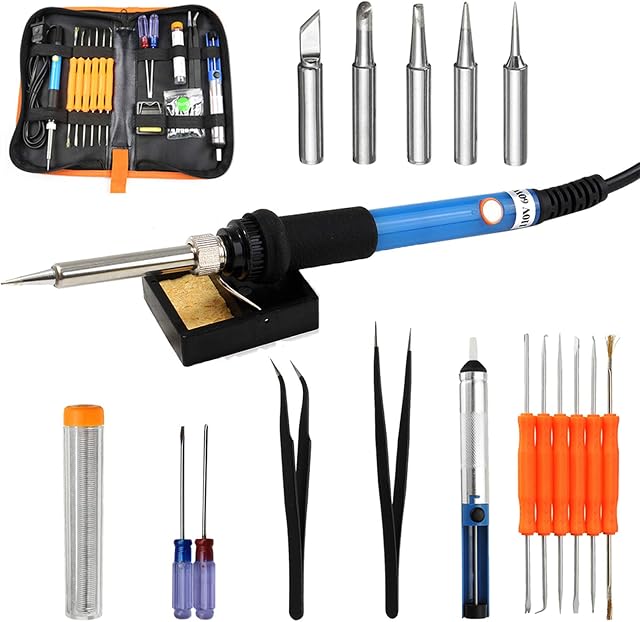 Funien Conjunto de ferro de soldar elétrico com temperatura ajustável kit de ferramentas de solda para ferro de solda elétrico