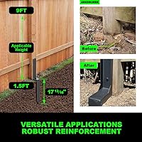 Vista 6 de Kit de reparación de postes de valla – Anclaje de acero grueso calibre 11 y estacas para fijar soporte de poste de madera roto/inclinado 4x4/6x6