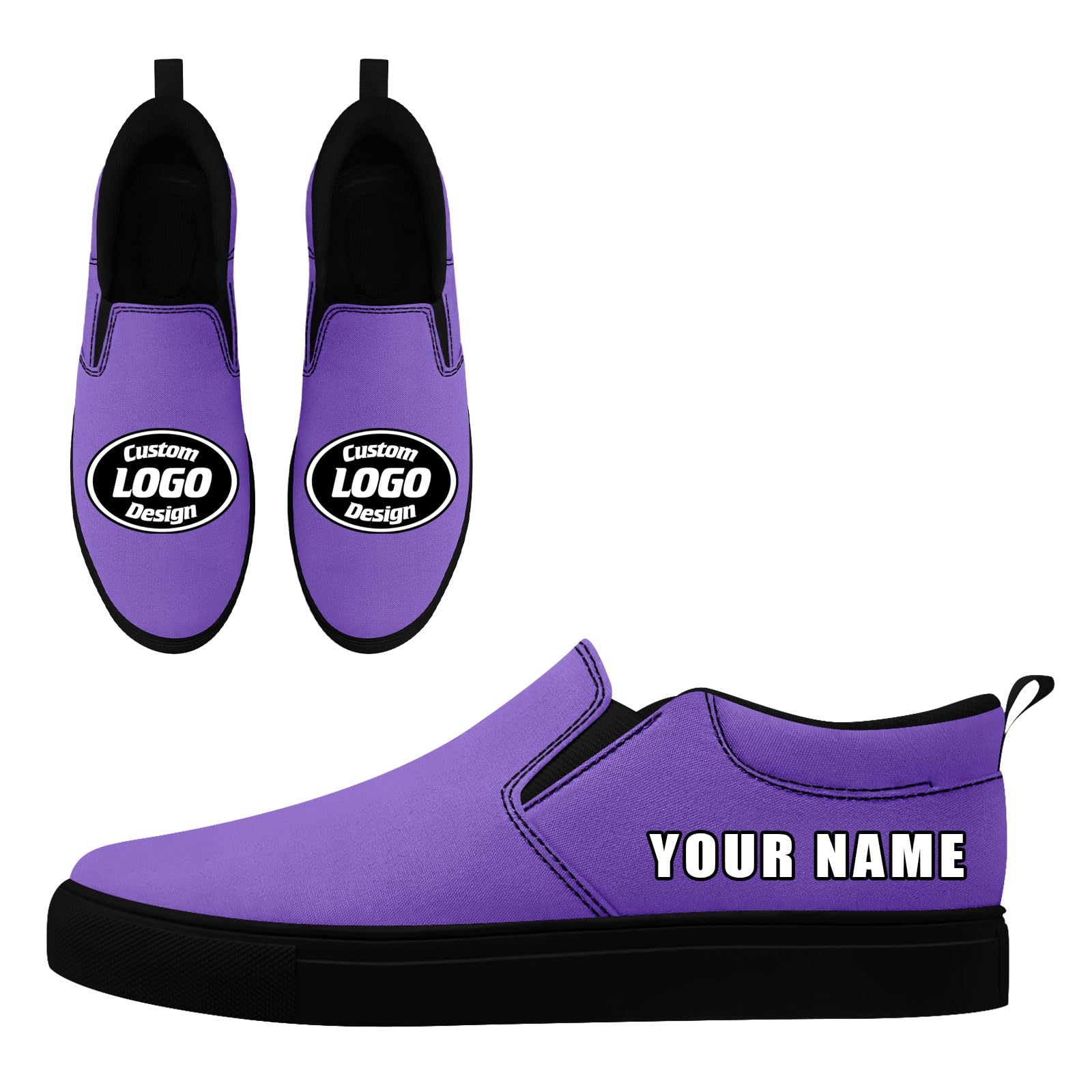 AWSOLE Custom Solid Color Canvas Slip-On Shoes Personalized Print Your Logo Name Lightweight Breathable Easy Wear Sneaker