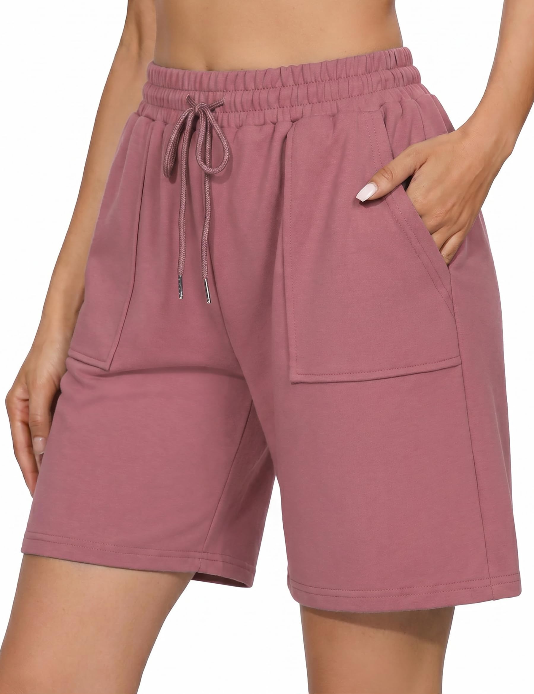 Uniexcosm Kurze Sportshorts Damen Sporthose High Waist Shorts Damen Sommer Shorty mit Taschen und Kordelzug Freizeitshorts für Running Gym Fitness