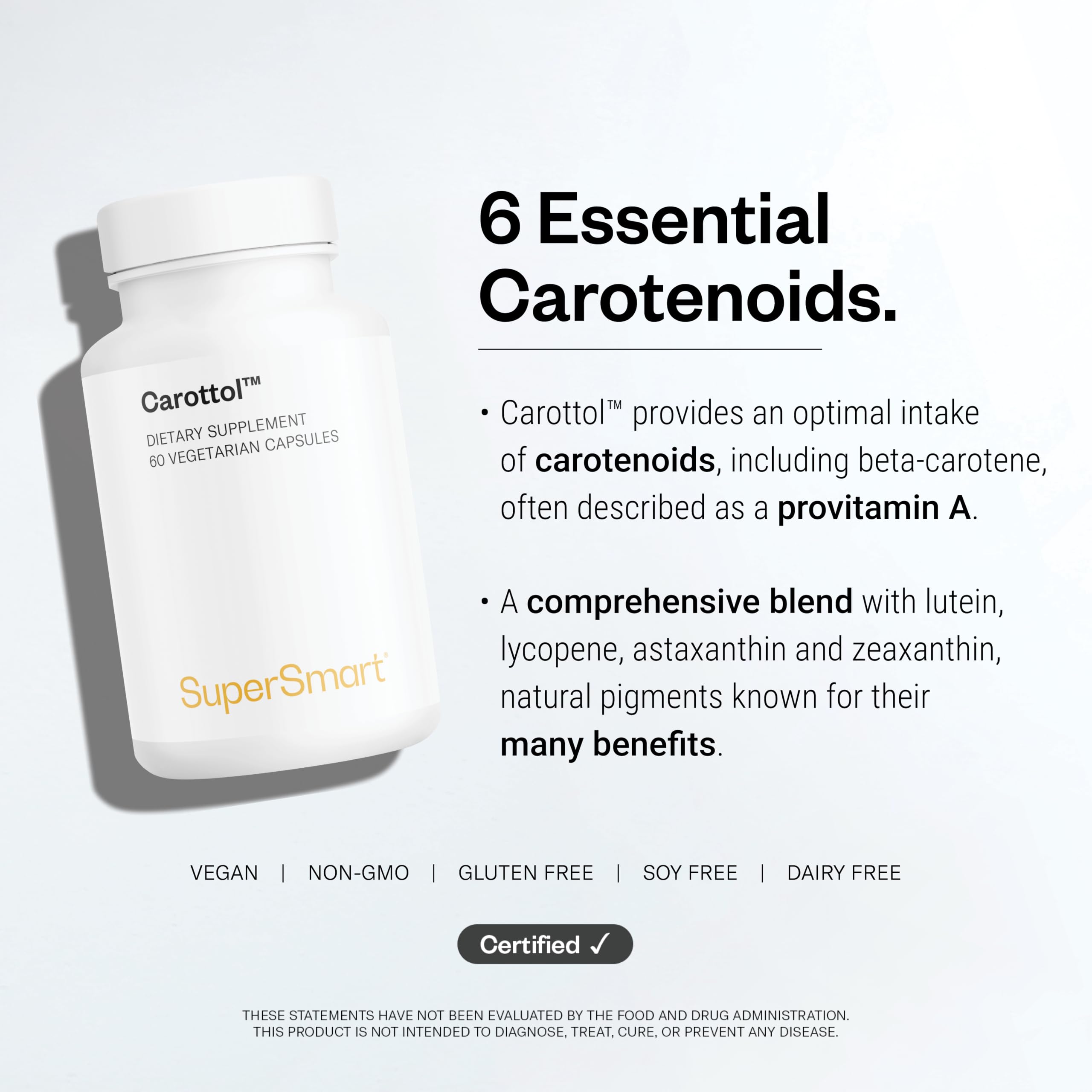 Supersmart - Carottol - Carotenoid Complex Supplement - with Beta Carotene, Lycopene, Lutein & Zeaxanthin | Non-GMO & Gluten Free - 60 Vegetarian Capsules — Amazon image 6