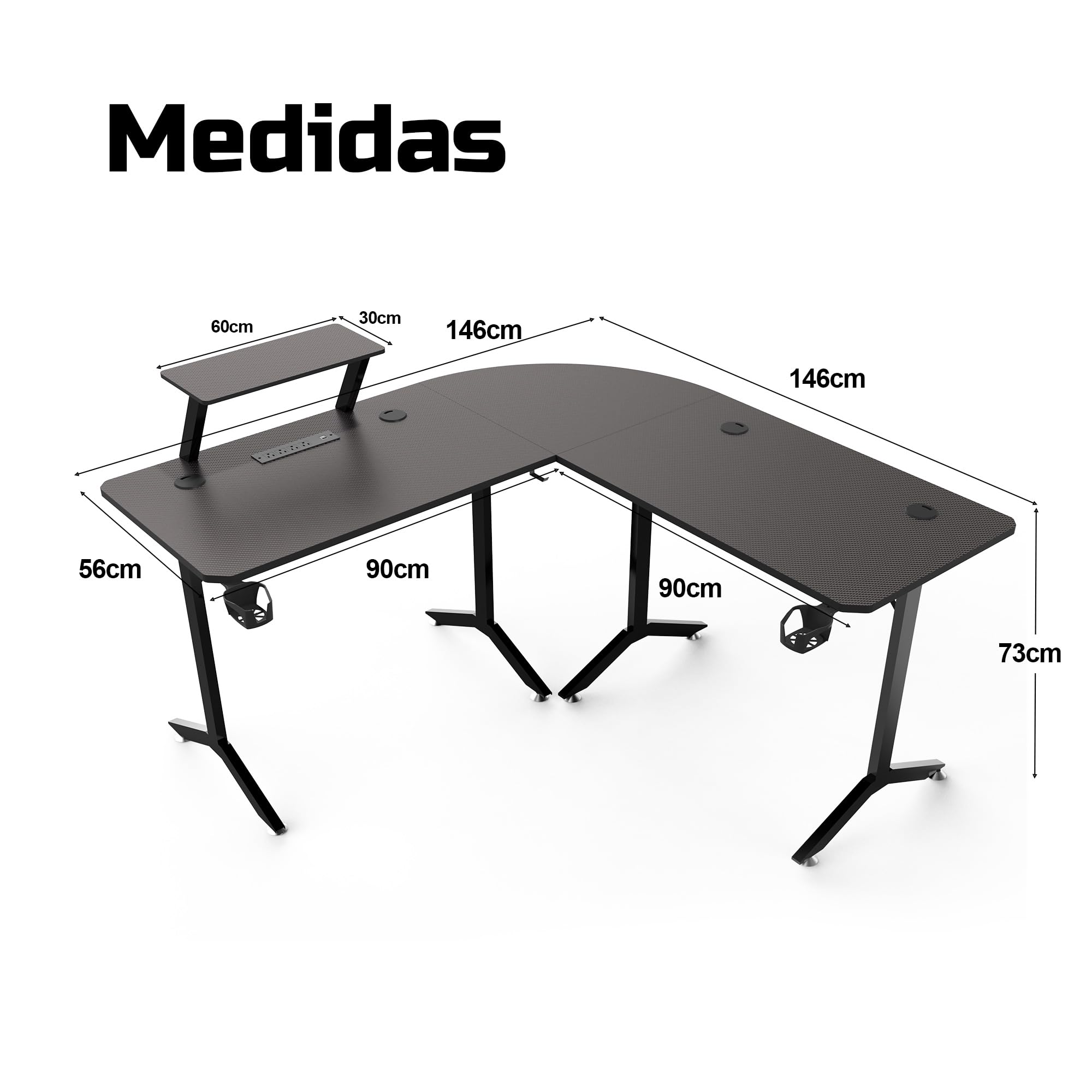 Unicview Escritorio Esquinero o Lineal 2 en 1 para Gaming y Oficina, Mesa en L Modular 146x146 cm con Soporte Monitor, Mesa Esquina o Lineal Multifunción para Home Office y Setup Gamer