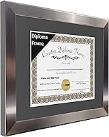 Vista 2 de Creative Picture Frames Carnegie - Marco de diploma de acero inoxidable con acabado de acero inoxidable de 12 x 16 pulgadas con vidrio negro