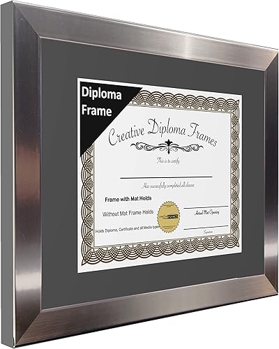 Miniatura 2 de Creative Picture Frames Carnegie - Marco de diploma de acero inoxidable con acabado de acero inoxidable de 12 x 16 pulgadas con vidrio negro y