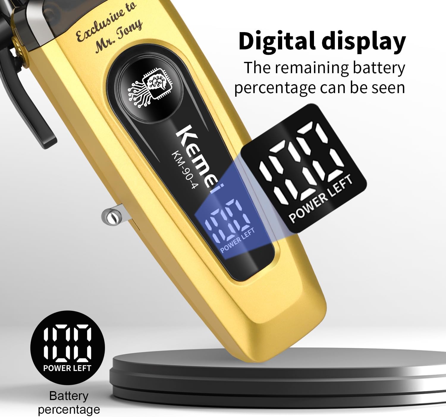 KEMEI KM-90-4 Professional Hair Clippers for Men, Clippers for Hair Cutting, Rechargeable Cordless Hair Clippers, Haircut Clippers, Hair Cutting Tools, LED Display, Perfect Gifts for Men. - Image 5