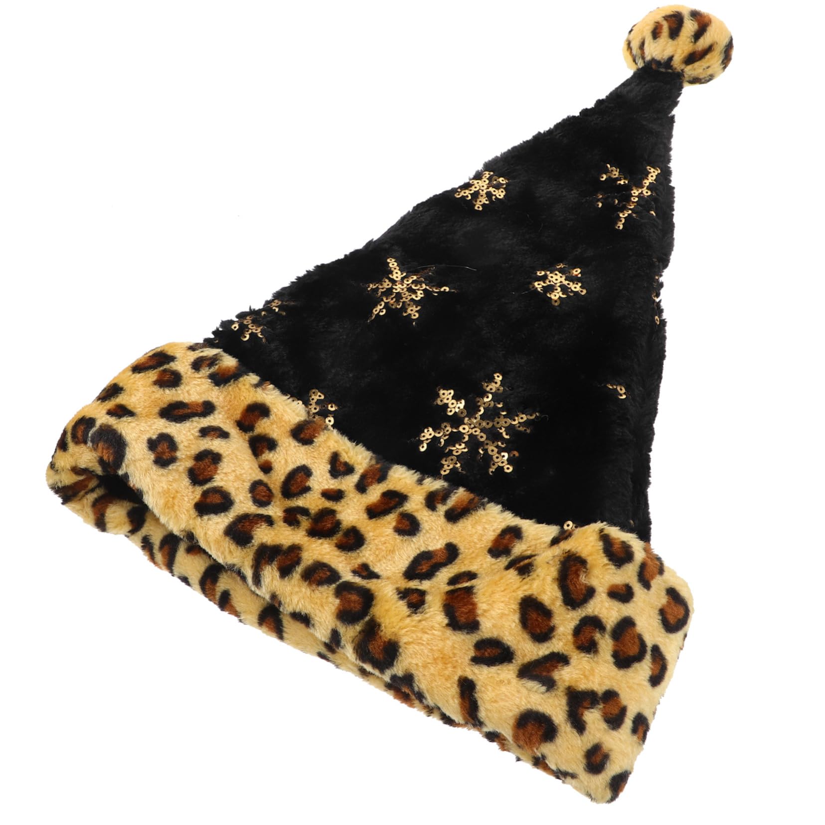 Homoyoyo 5stücke Leopardenmuster Weihnachtsmütze Für Erwachsene Plüsch Nikolausmütze Mit Pailletten Und Schneeflocken Für Weihnachten Und Neujahrsfeiern Bequem Und Warm Für Jede