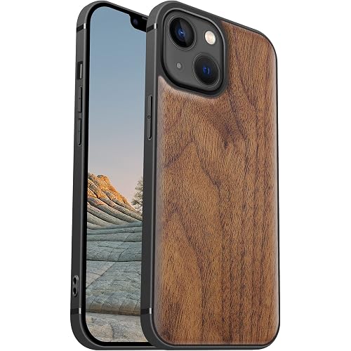 Carveit Wood Case for iPhone 13 Mini, (Natural Grain -Walnut)