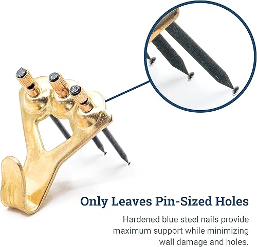 Miniatura 6 de Perchas de fotos de 100 libras, paquete de 10 con clavos, ganchos para colgar cuadros, accesorios para colgar cuadros, ganchos o colgadores de