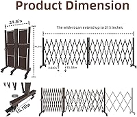 Vista 5 de Puerta de entrada expandible de 213 pulgadas de ancho y valla retráctil para exteriores, barricada de aluminio giratoria de 180° con ruedas, barrera