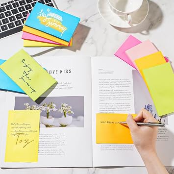 (12 Pads) Large Sticky Notes 76 x 127 mm (3x5 inch), Recyclable