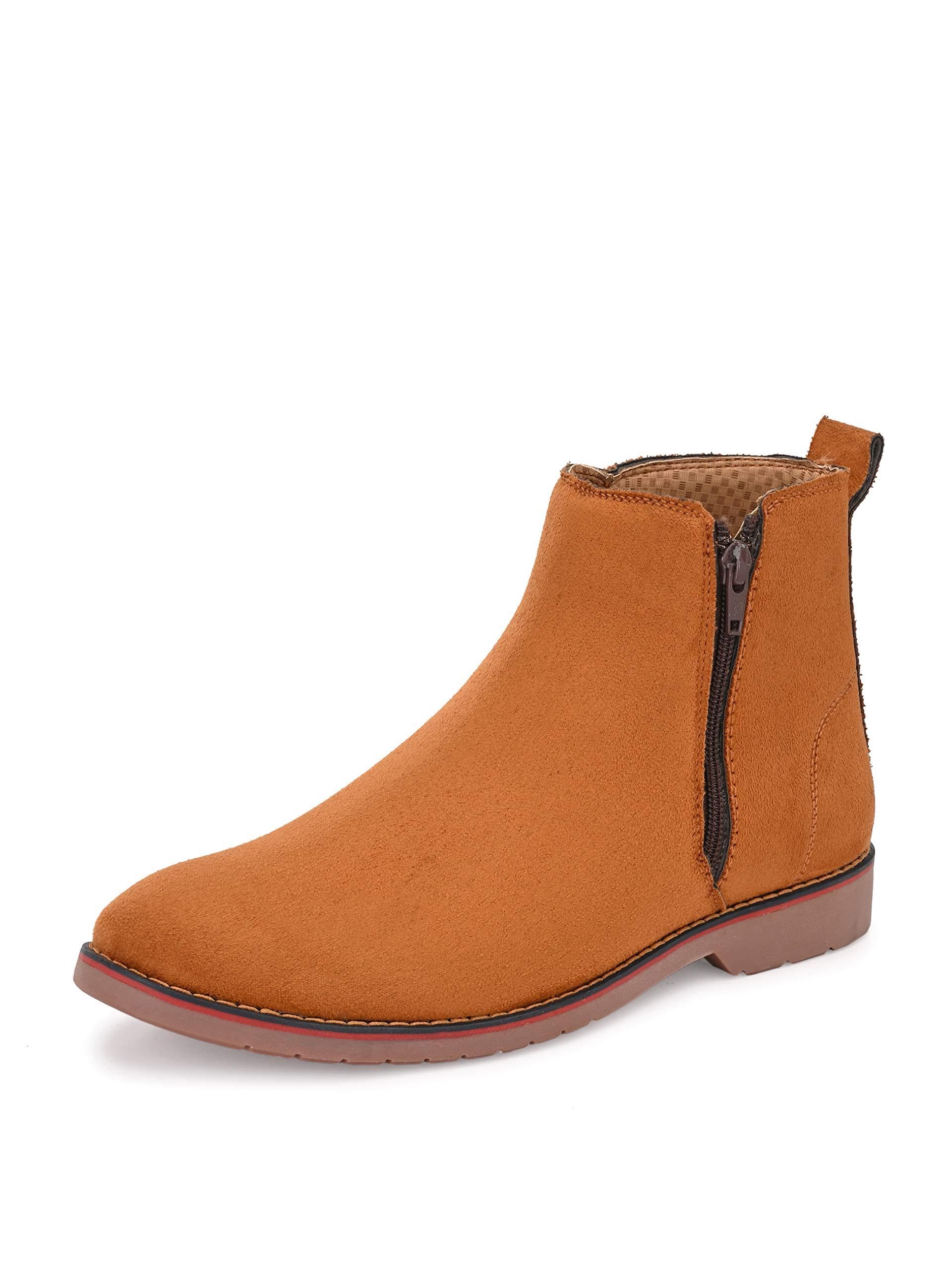 FENTACIA Tan Suede Leather Side Zip Chelsea Boots for Men - 6 UK (B08VN8258F) Amazon Price History, Amazon Price Tracker