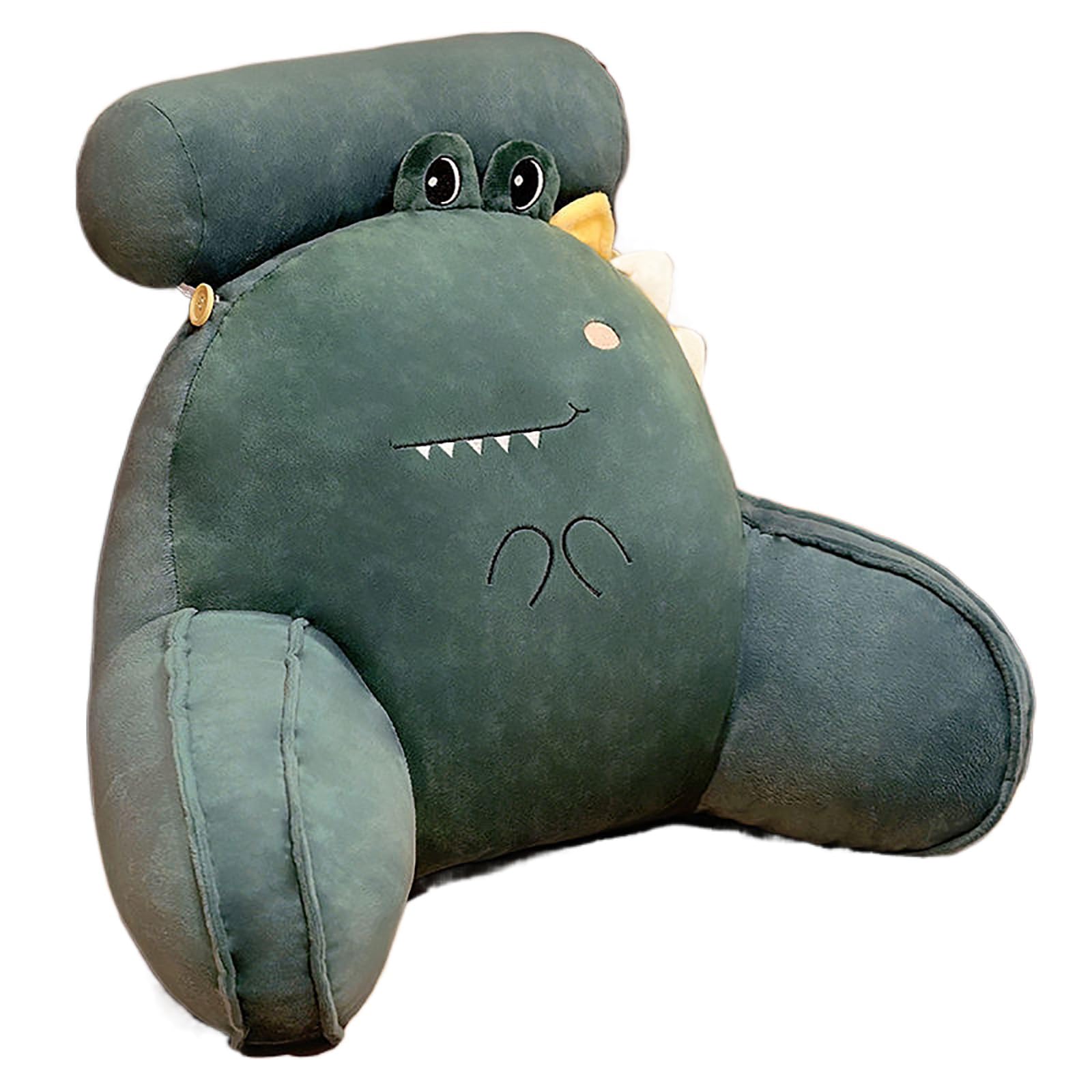Cartoon Reading Pillow, Back Pillows for Sitting in Bed with Detachable Neck Support, Arms Support, Shredded Memory Foam, Suitable for Reading, Relaxing, Watching TV, Gaming,Alligator-S