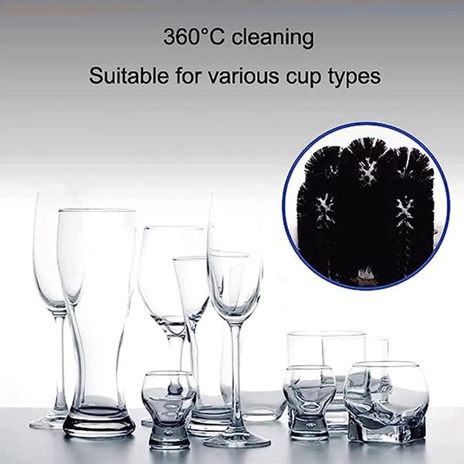 Commercial Electric Glass Washer for Wineries - Quickly Clean 7-7.5cm Wine Glasses with 5 Removable Brushes