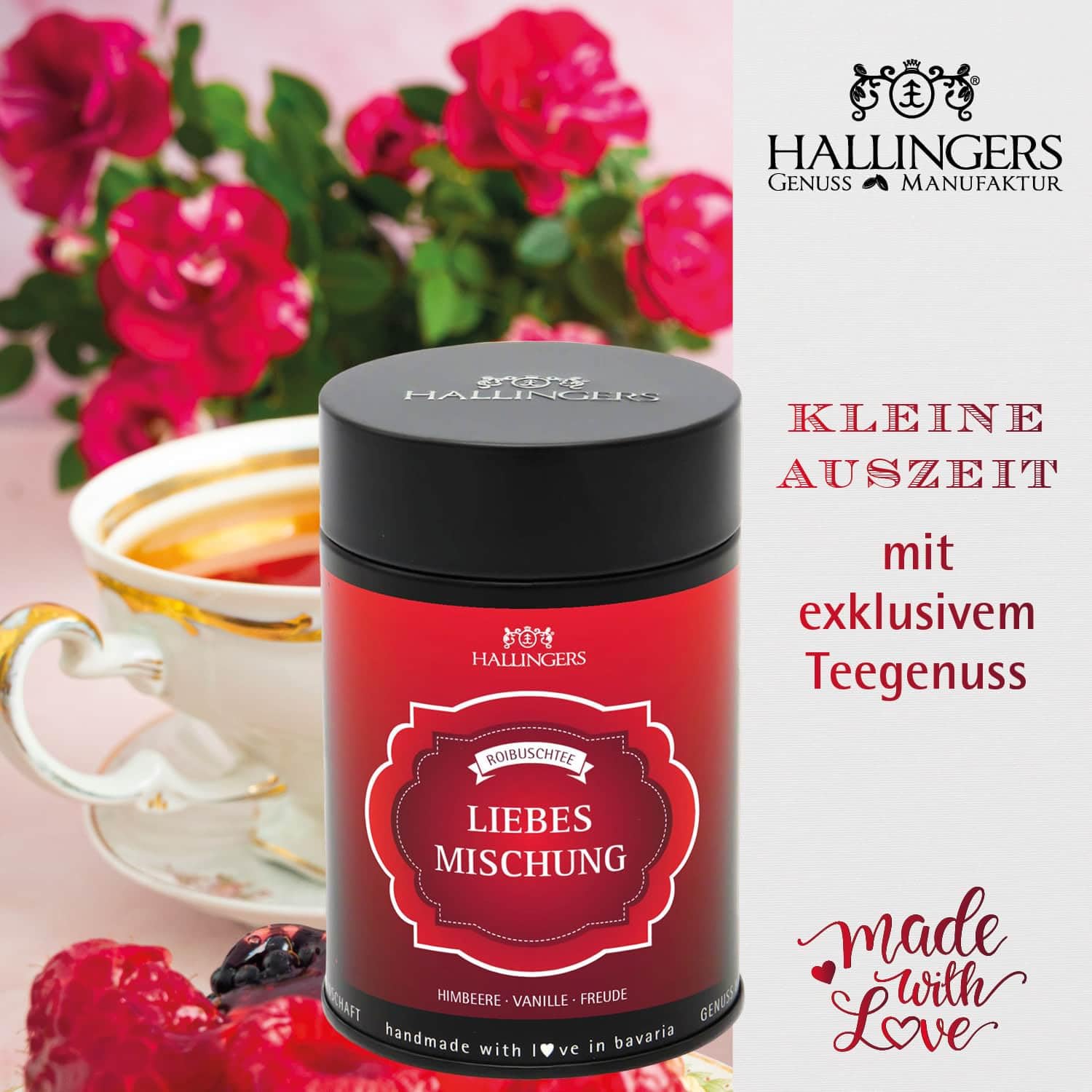 Hallingers Genuss Manufaktur Feinkost Liebes-Geschenk-Set - XXL-Geschenkkorb "Zur Hochzeit" großer Hochzeitsgruß Sekt, Nougat, Konfitüre, Tee, Duftkerze, Schoki & mehr, Geschenkidee für Brautpaar