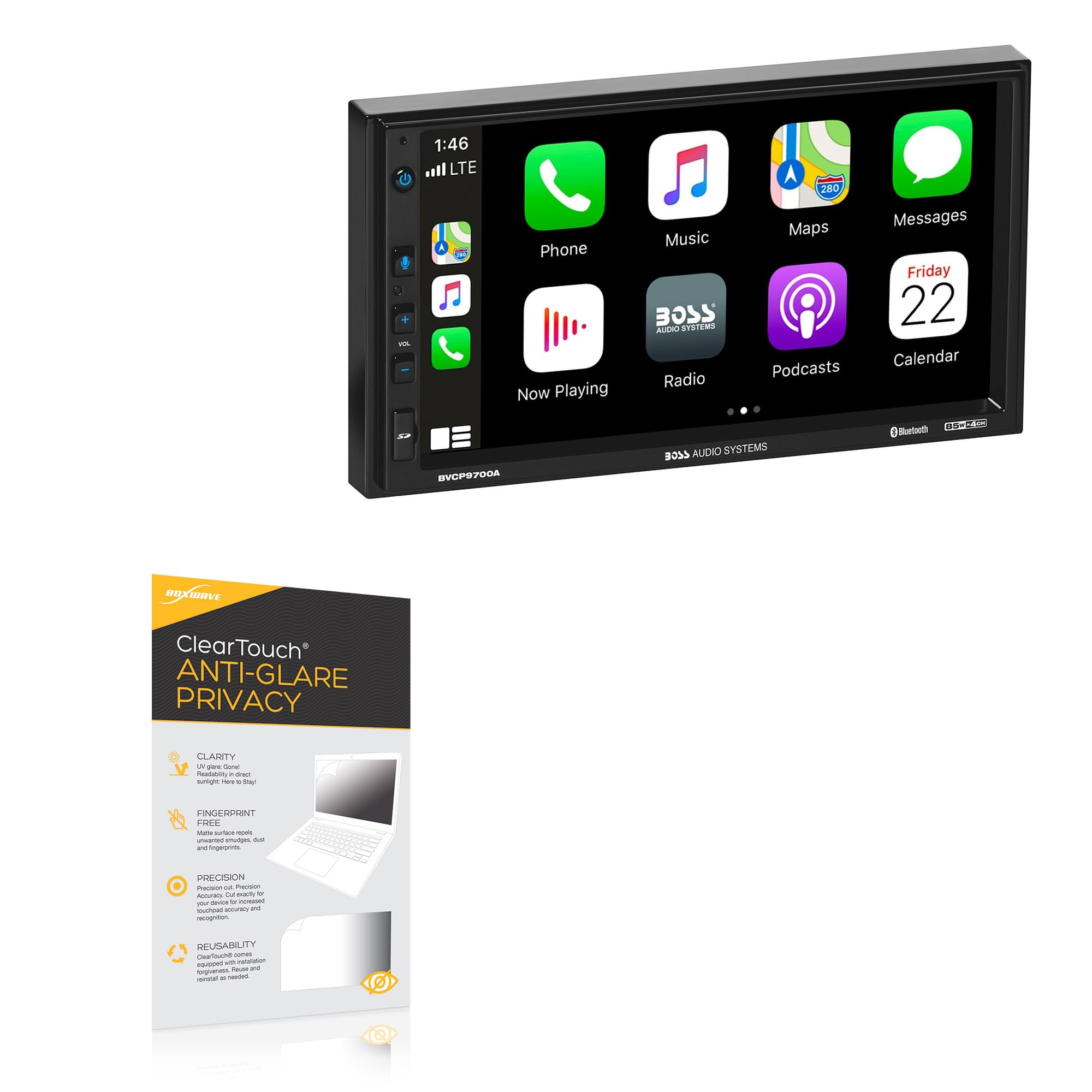 BoxWave Screen Protector Compatible with BOSS Audio BVCP9700A-C - ClearTouch Anti-Glare Privacy (2-Pack), Privacy Screen Protector Flexible Film Anti-Glare