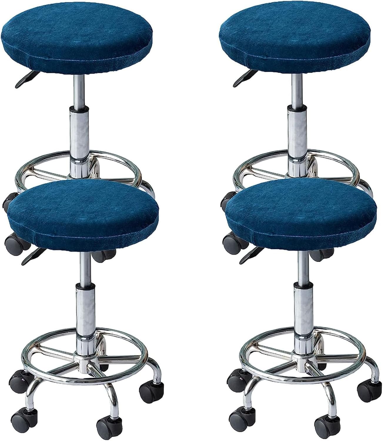 N/A Round Bar Stool Covers, Velvet Elastic Bar Chair Covers Washable Stool Cushion Slipcover, Suitable for Home Bar Hotel Use,H,4pack