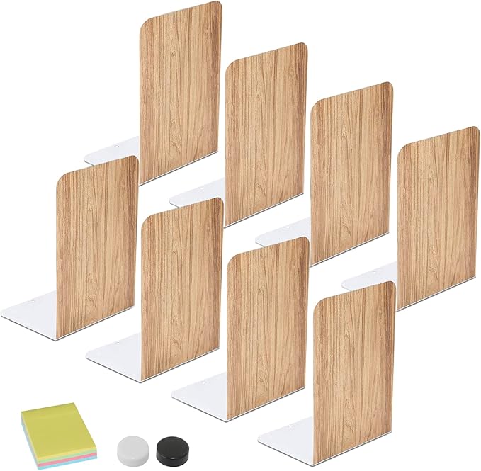 Fermalibri In Legno Di Noce E Ferro – Design Geometrico Antiscivolo Per Libri, CD E Riviste (13x8 Cm) - Tegongse