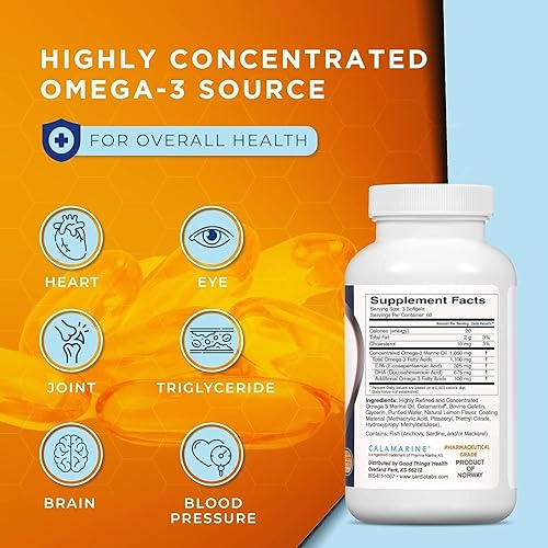 Miniatura 7 de Suplementos de aceite de pescado con recubrimiento entérico omega-3, forma de triglicéridos, 1100 mg de ácidos grasos omega-3 totales, sin lácteos y