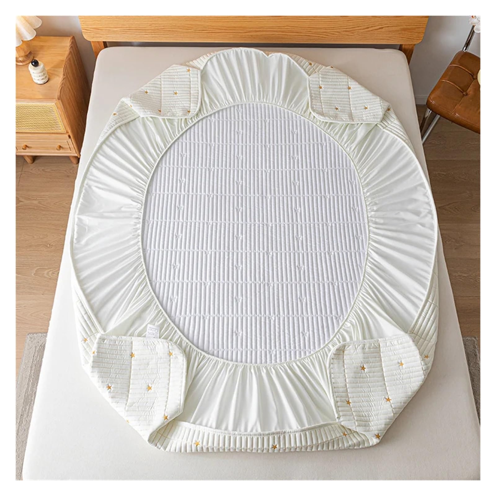 Protège Couette imperméable Protecteur de Matelas imperméable brodé, Drap-Housse Doux for la Peau, Couvre-lit matelassé, 150/160/180/200/220(150x190x30cm)