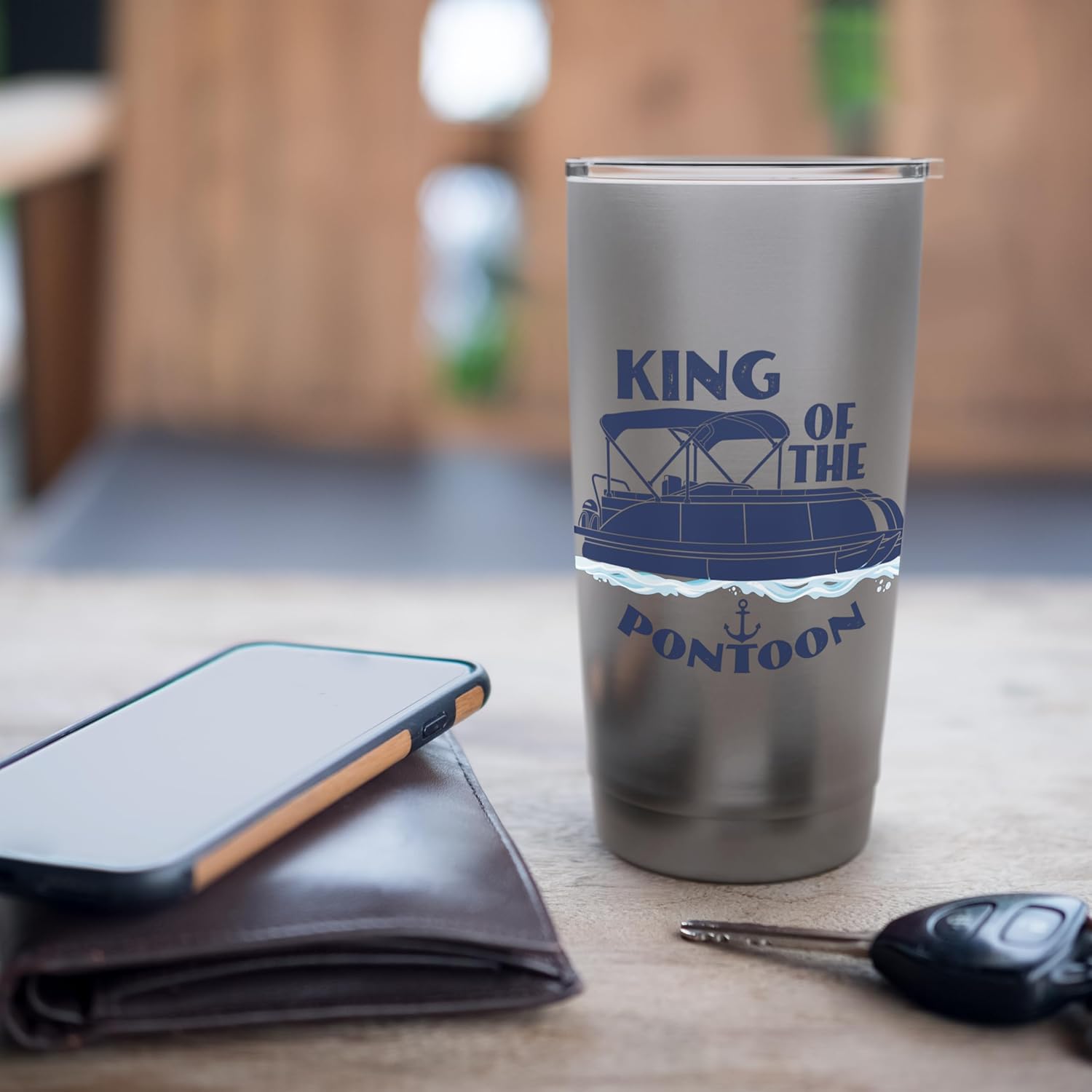 King Of The Pontoon Boat - Captain Stainless Steel Insulated Tumbler - Image 7