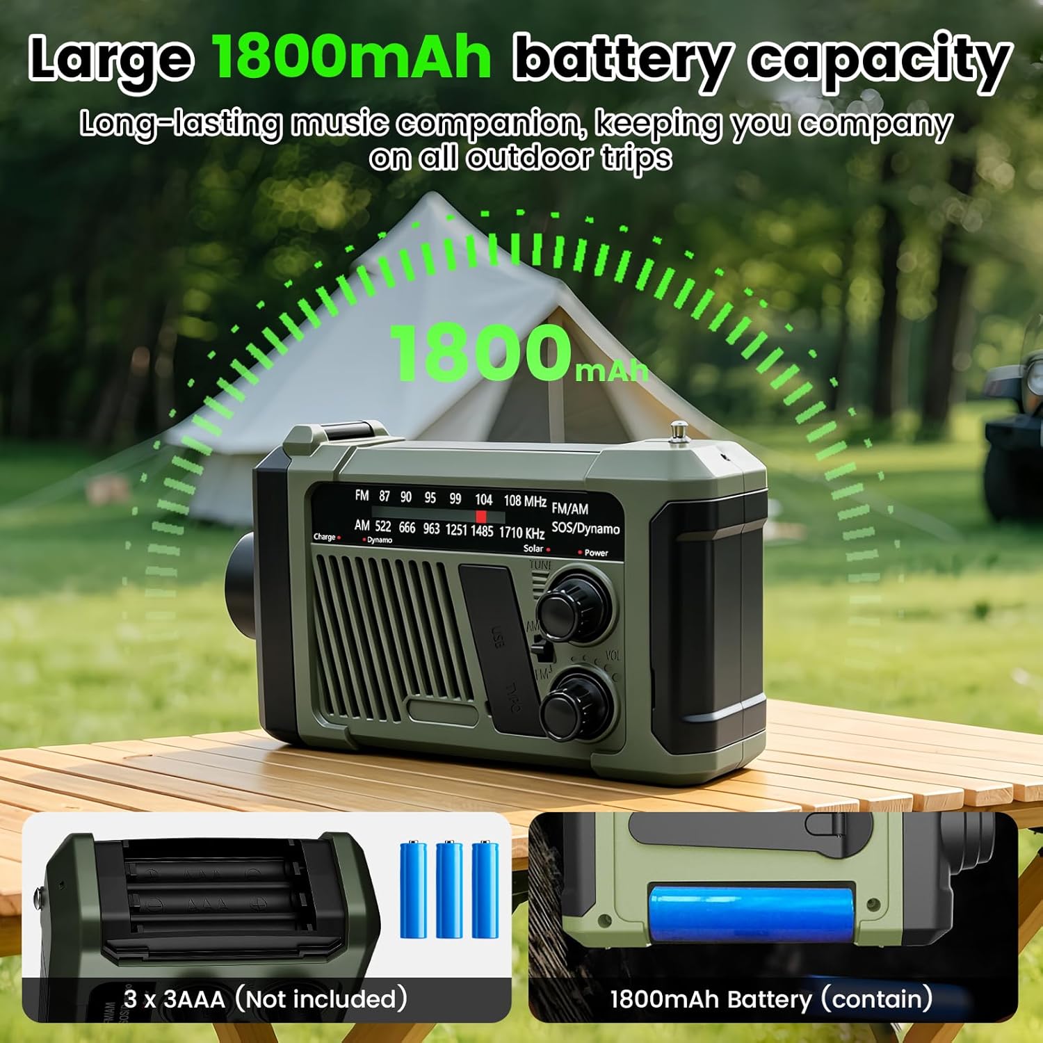 Portable Emergency Hand Crank Weather Radio,NOAA AM FM Portable Radio, Solar/Battery Operated,Flashlight for Outdoor Indoor
