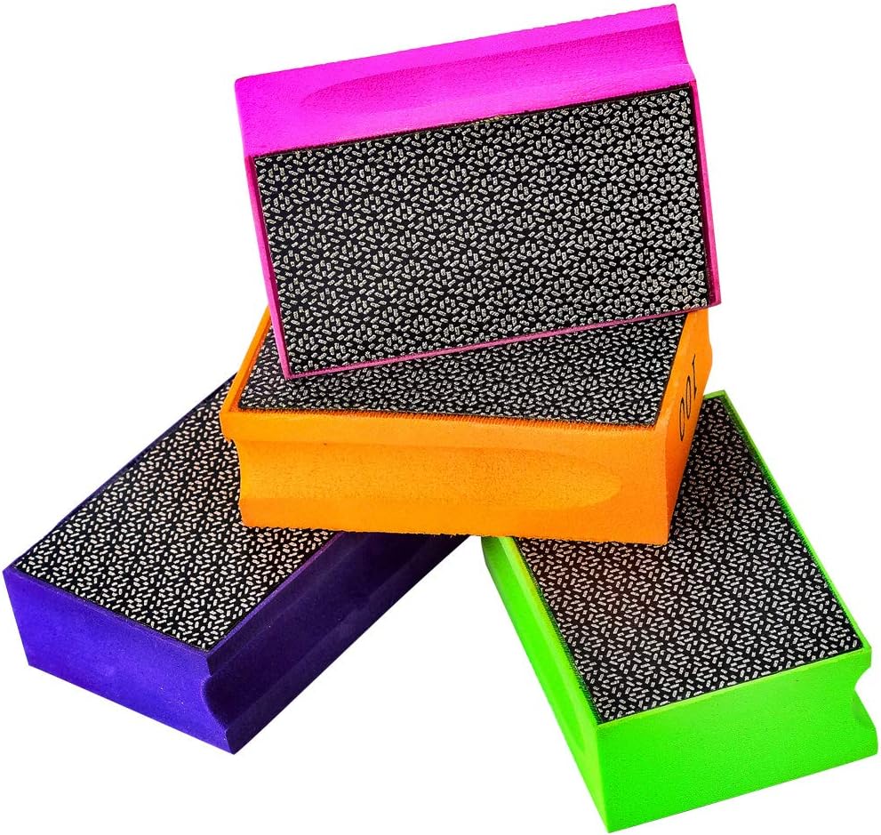4 Pcs/Set Diamond Hand Polishing Pads Sanding Polishing Pads for Polishing Glass Stone Tile (FEH)