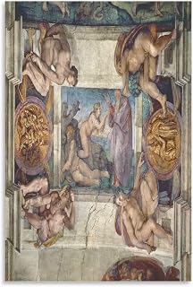 Michelangelo Buonarroti - Sistine Chapel Ceiling Creation of Eve, with Four Ignudi, 1510 Poster Decorative Painting Canvas Wall Art Living Room Posters Bedroom Painting 12x18inch(30x45cm)