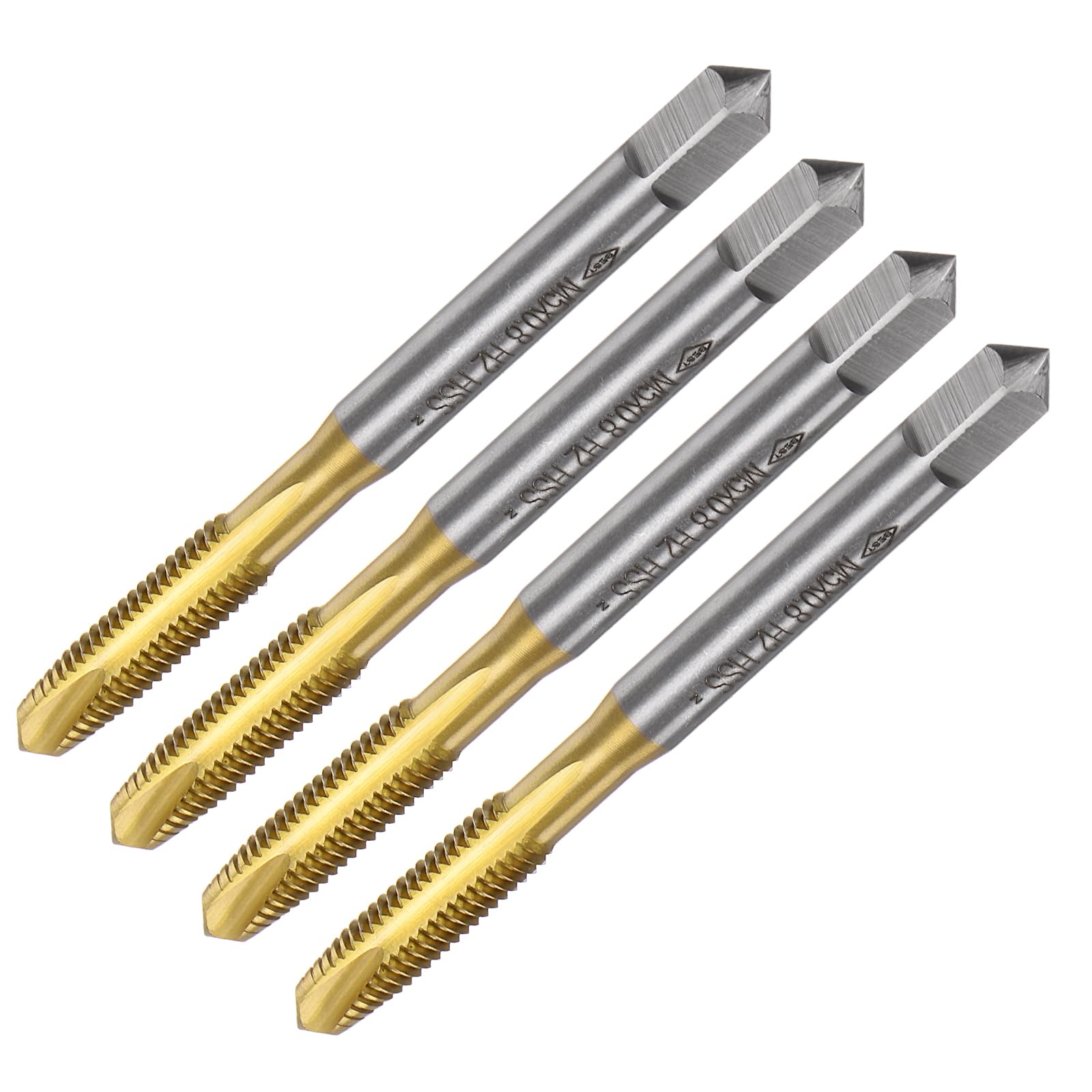 QUARKZMAN 4Pcs Machos de Roscar de Punta Espiral M5 x 0.8 Rosca Métrica Macho de Roscar de Acero de Alta Velocidad Recubierto de Titanio 6542 Herramienta de Reparación de Roscas
