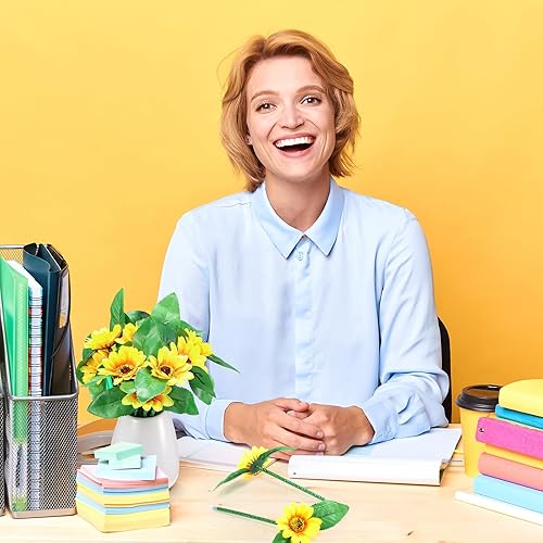 Miniatura 3 de Fumete Paquete de 72 bolígrafos de girasol, bolígrafos artificiales de flores amarillas para regalos de fiesta de girasol, suministros de oficina en