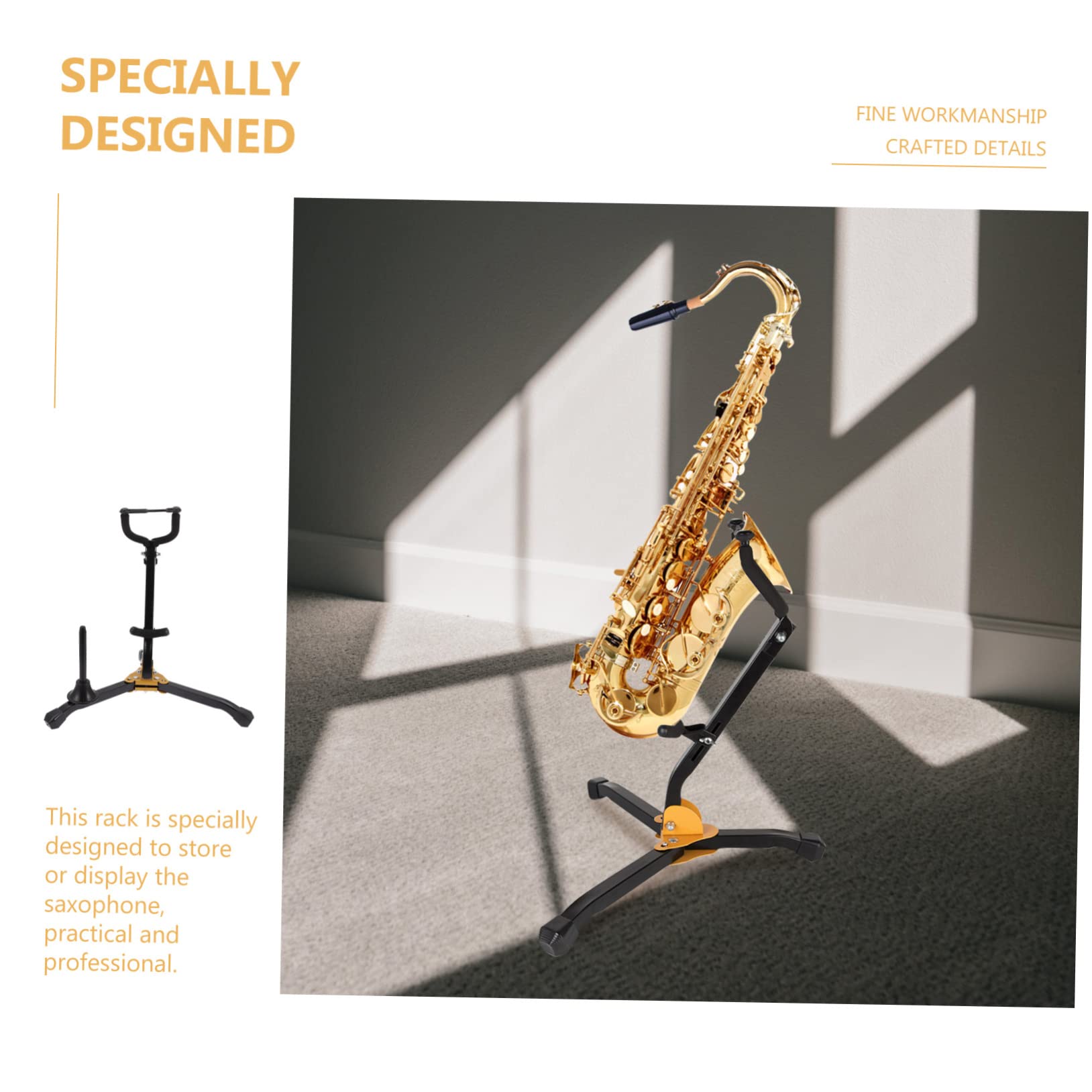 TOYANDONA Schwarzer Saxophonständer Faltbar für Alt und Tenorsaxophon | Eisen, Abs und Schwamm, für Musikunterricht und Zuhause, Professionell Geformt