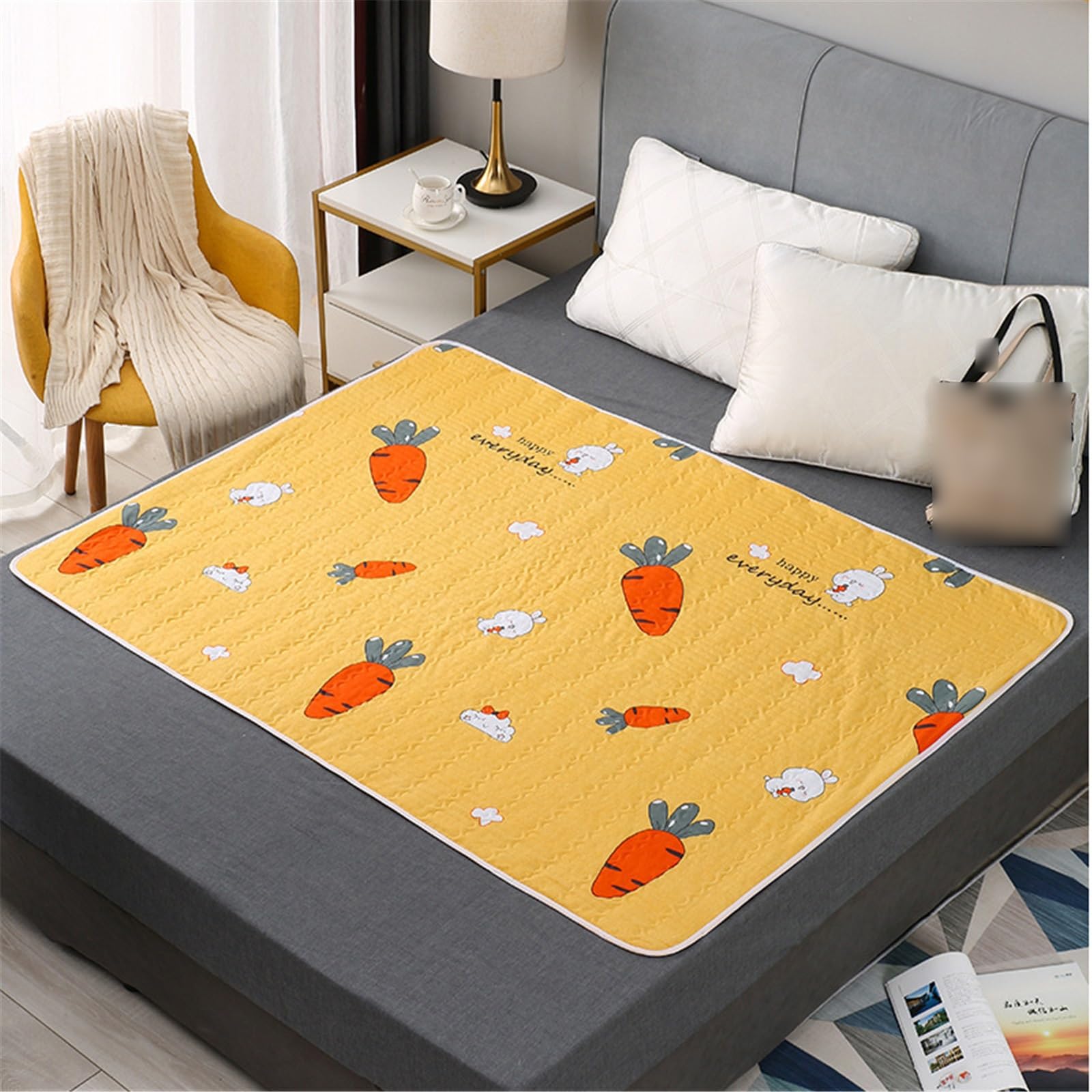 Inkontinenzunterlage Waschbar Wiederverwendbare Inkontinenz Bettunterlage Für Ältere Bettunterlage Wasserdicht Underpads(180 * 200CM,Gelb)