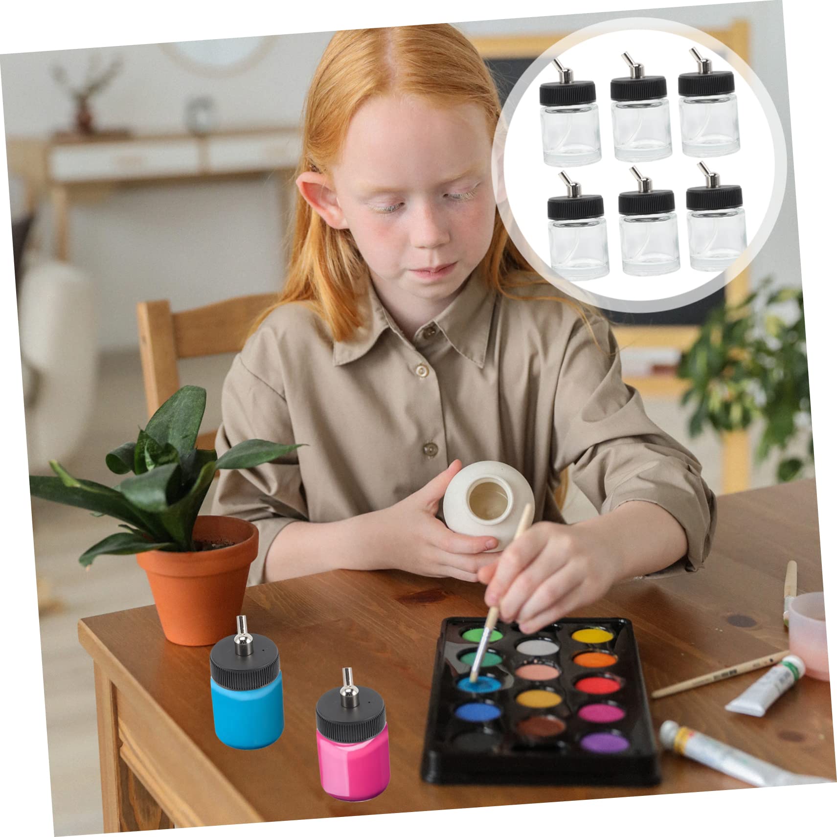 Housoutil Lot de 10 Flacons D'aérographe en Verre 22 Cc, Bouteille de Peinture Vide pour Modèles, Bouchon Étanche, Anti-fuite