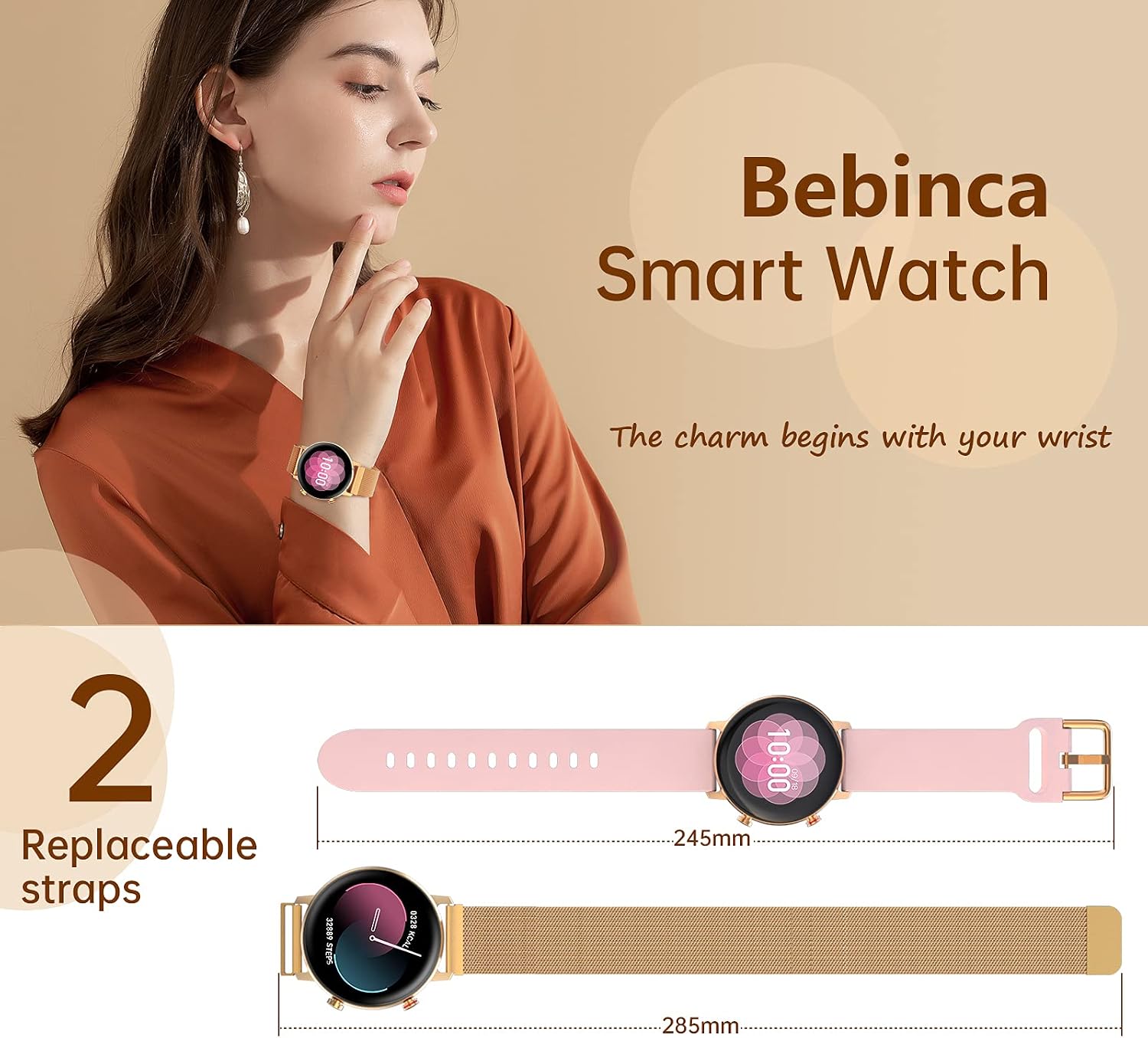 Bebinca Smartwatch para Mujer con función Femenina Reloj Inteligente  1,1\