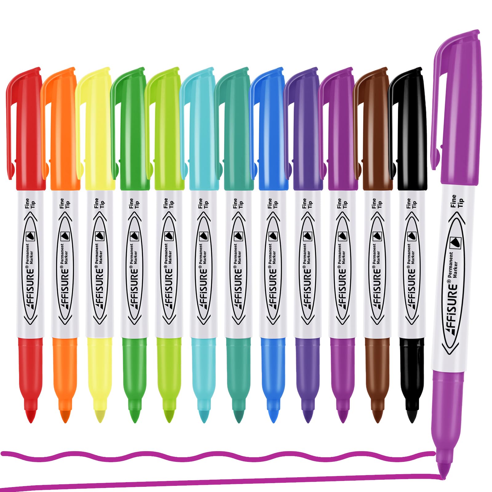 Permanent Markers Assorted Colors Set, 12 Colored Markers 12 Pack, Fine Point，Works on Wood, Plastic, Metal, and More, for Adults, Artist, Teacher, Kids