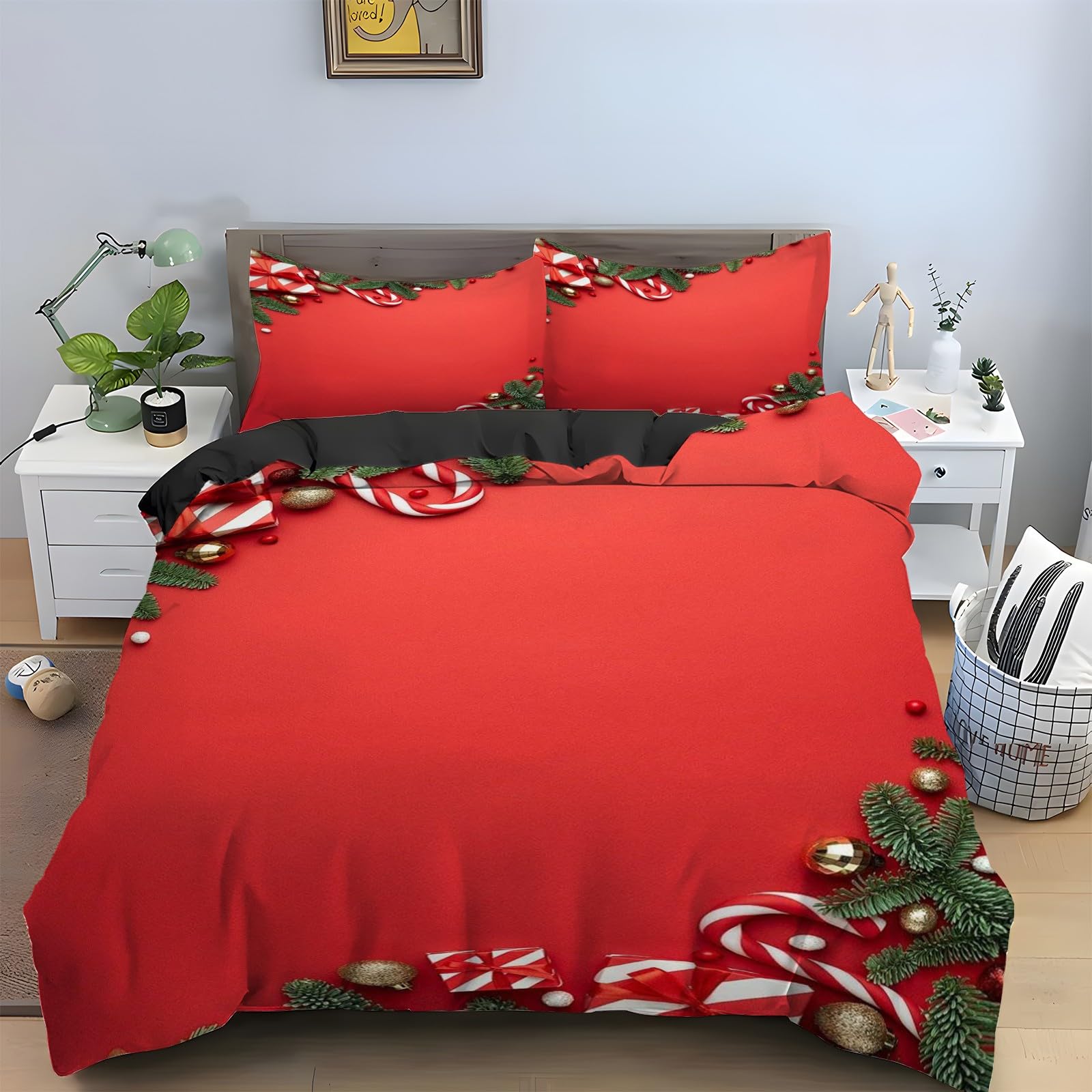 Housse de couette 240x260 rouge grand lit pour créer une ambiance chaleureuse de Noël