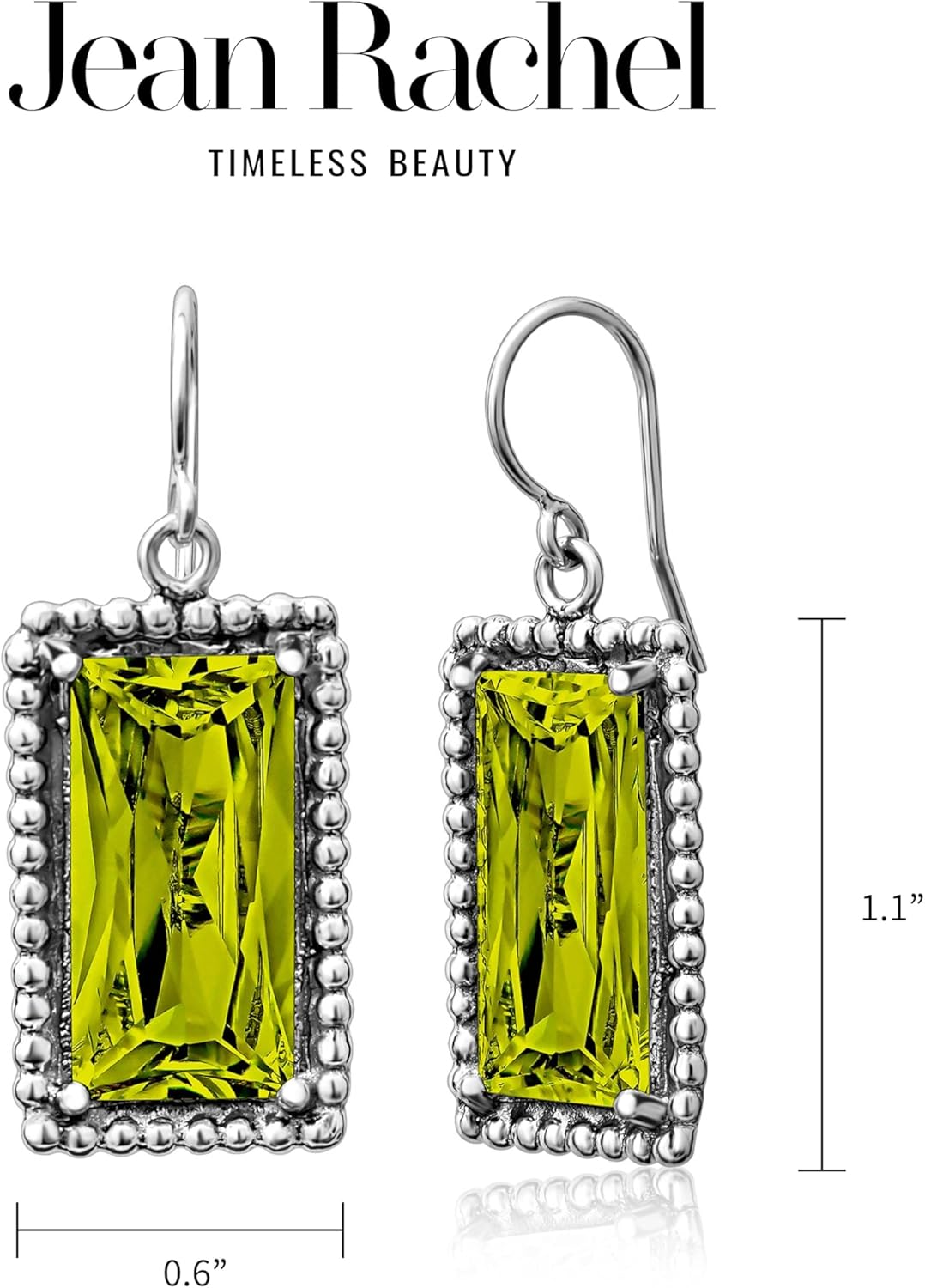 Jean Rachel Jewelry 925 Sterling Silver Dangle Earrings for Women - Baguette with Cubic Zirconia Vintage Design - Hypoallergenic, Lead & Nickel Free - Artisan Handcrafted Statement Earrings - Image 6