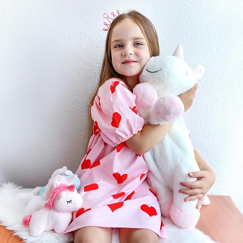 Miniatura 4 de WEIGEDU Unicornio para madre e niños, juguete de peluche 4 en 1 con 3 unicornios para bebés, juego de 4, 18 pulgadas