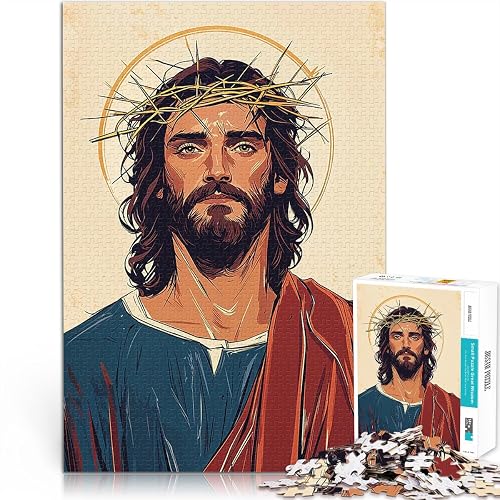 Rompecabezas para Adultos de 1000 Piezas Retrato de Jesucristo Juguete Educativo para aliviar el estrés…