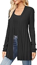Arach&Cloz Cardigans for Women UK Wool Blend Waterfall Ladies Ribbed Cardigan Long Sleeve Knitwear for Casual Business