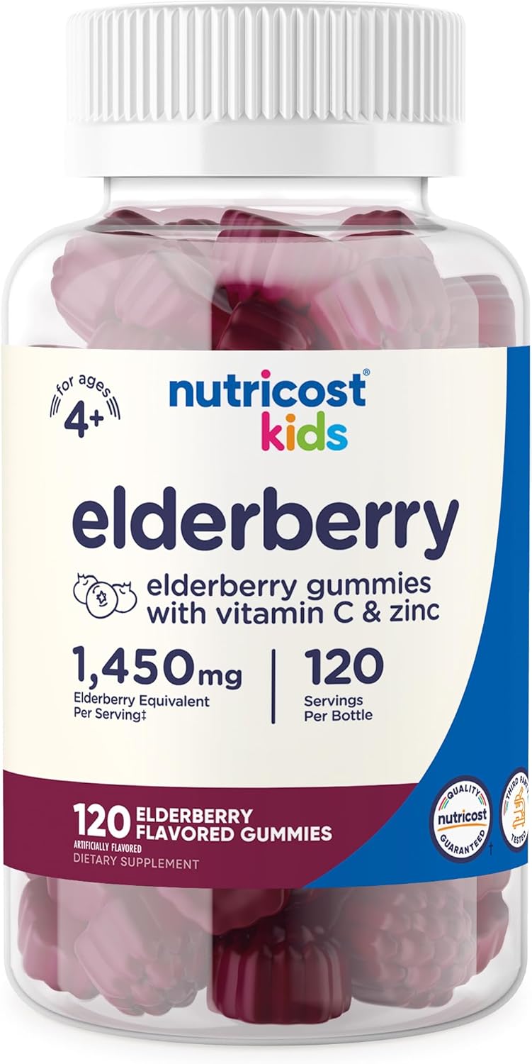 Nutricost Kids Elderberry Gummies (50mg) with Zinc & Vitamin C 120 Gummies – Gluten Free, No Corn Syrup Nutricost Kids Elderberry Gummies (50mg) with Zinc & Vitamin C 120 Gummies – Gluten Free, No Corn Syrup