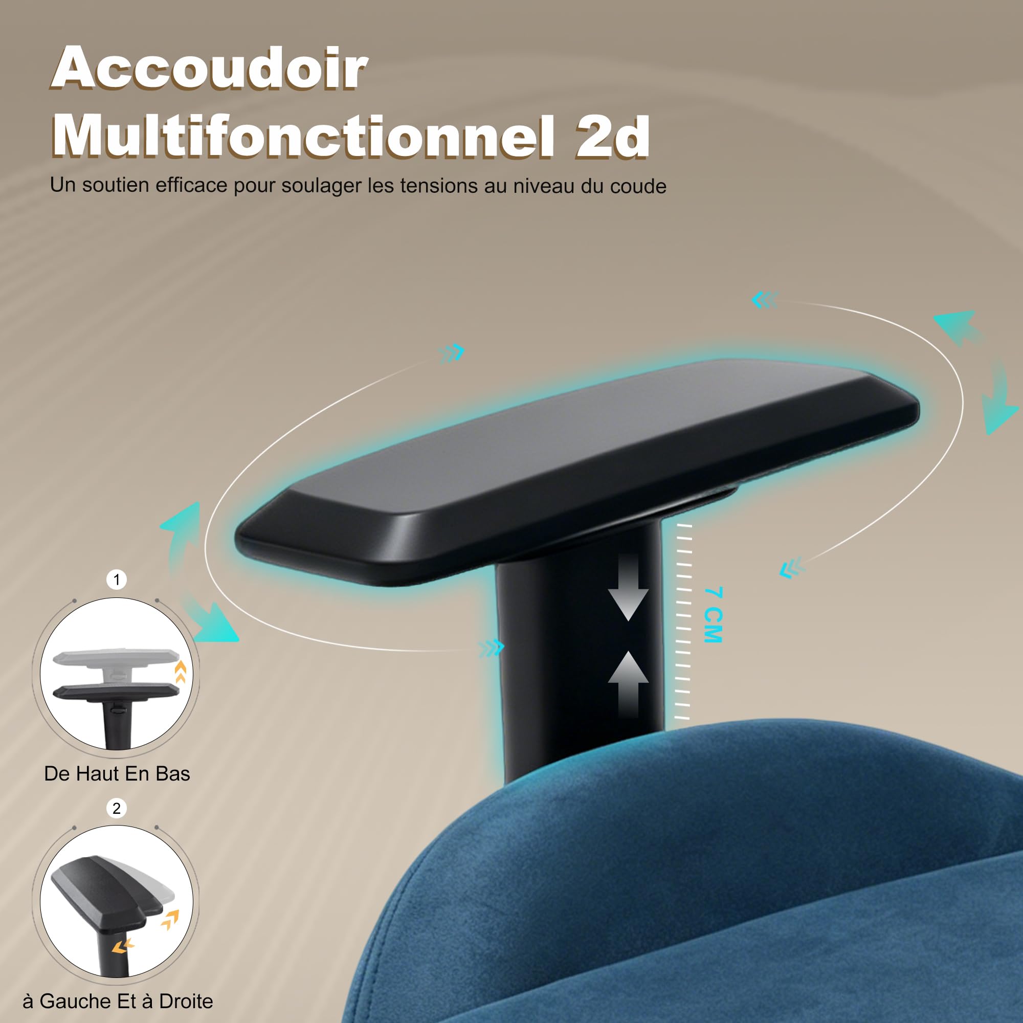 Symino Sedia da gioco ergonomica e poltrona gamer con poggiapiedi telescopico, cuscino a molle, supporto lombare e altezza regolabile 200 kg (Falli scamosciati, blu)