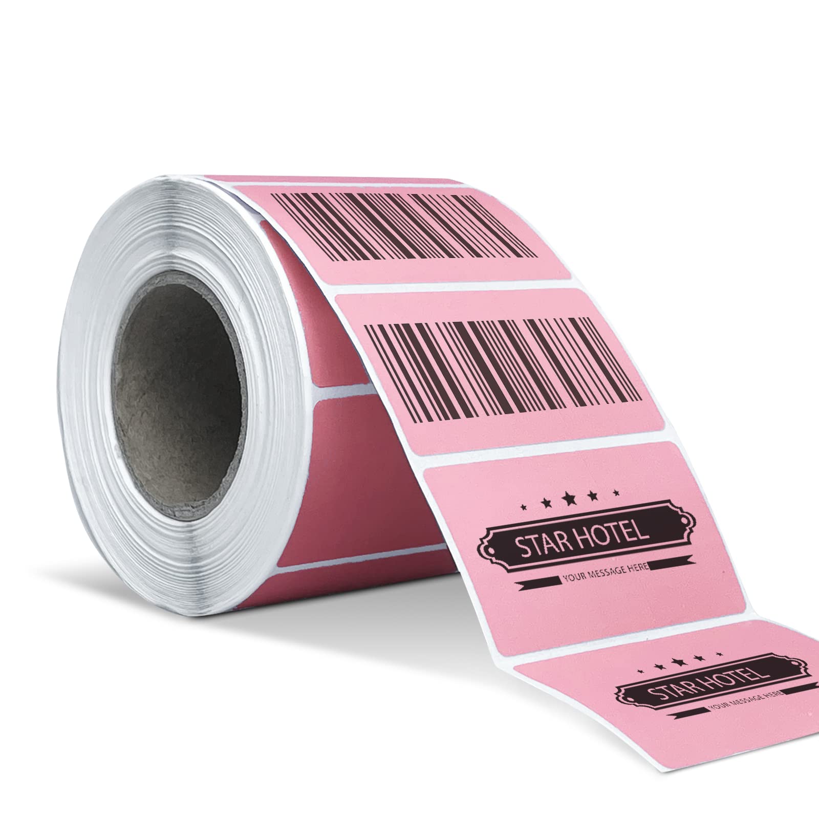 Pink Thermal Labels Flat 1.25 x 2.25 Inch, Hotlabel Direct Thermal Labels, Square for Thermal Label Printers Barcode