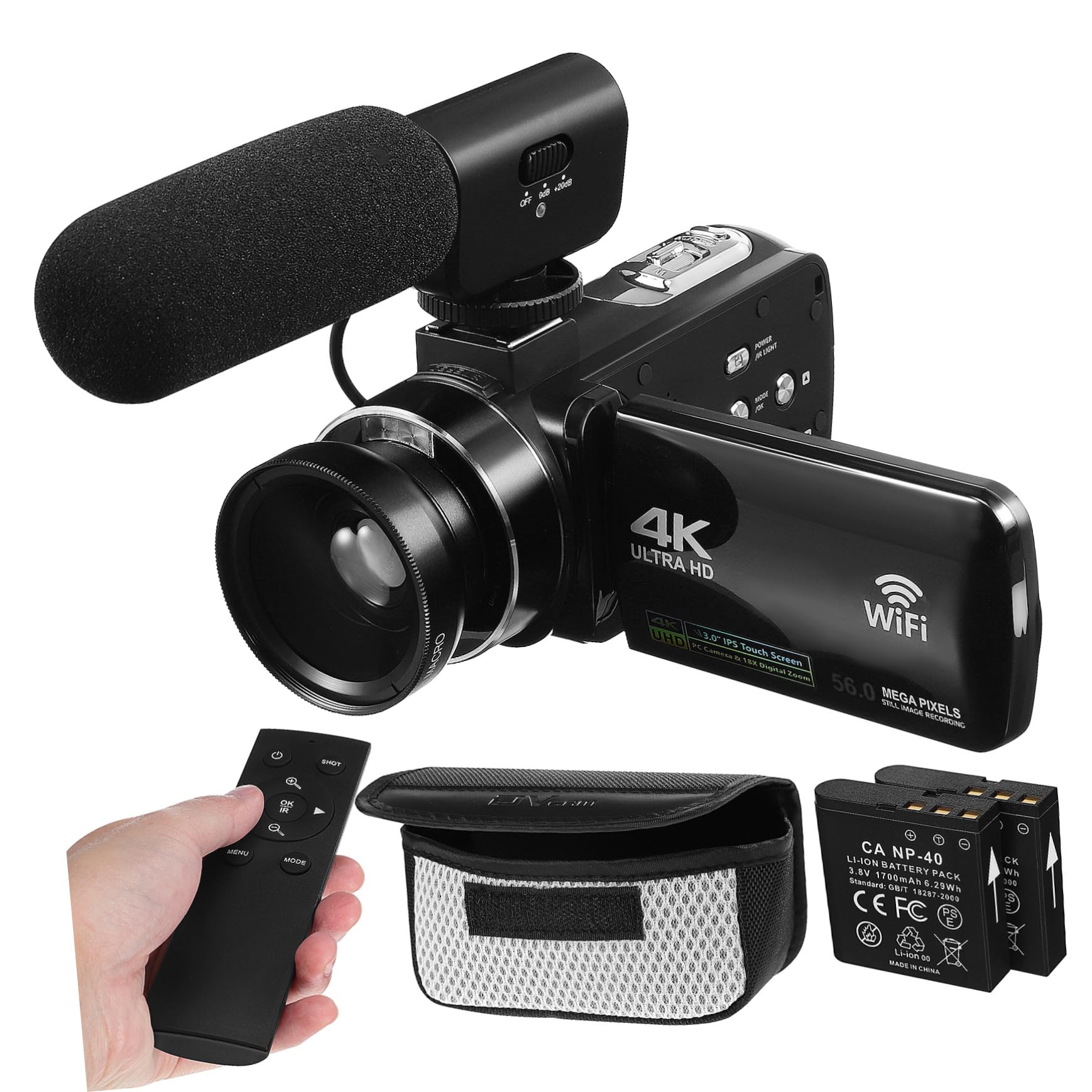 Gadpiparty Digital Video Camera Video Inspection Camera Video Recording Camera Digital Vlogging Camera Black 1700mah Battery